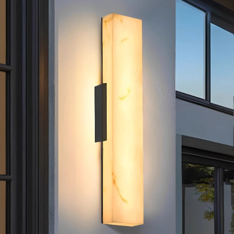 Light Luxury Marble Wall Lamps Outdoor Waterproof Villa Courtyard Outdoor Balcony Garden Wall Fixtures Pillar Door Wall Sconces