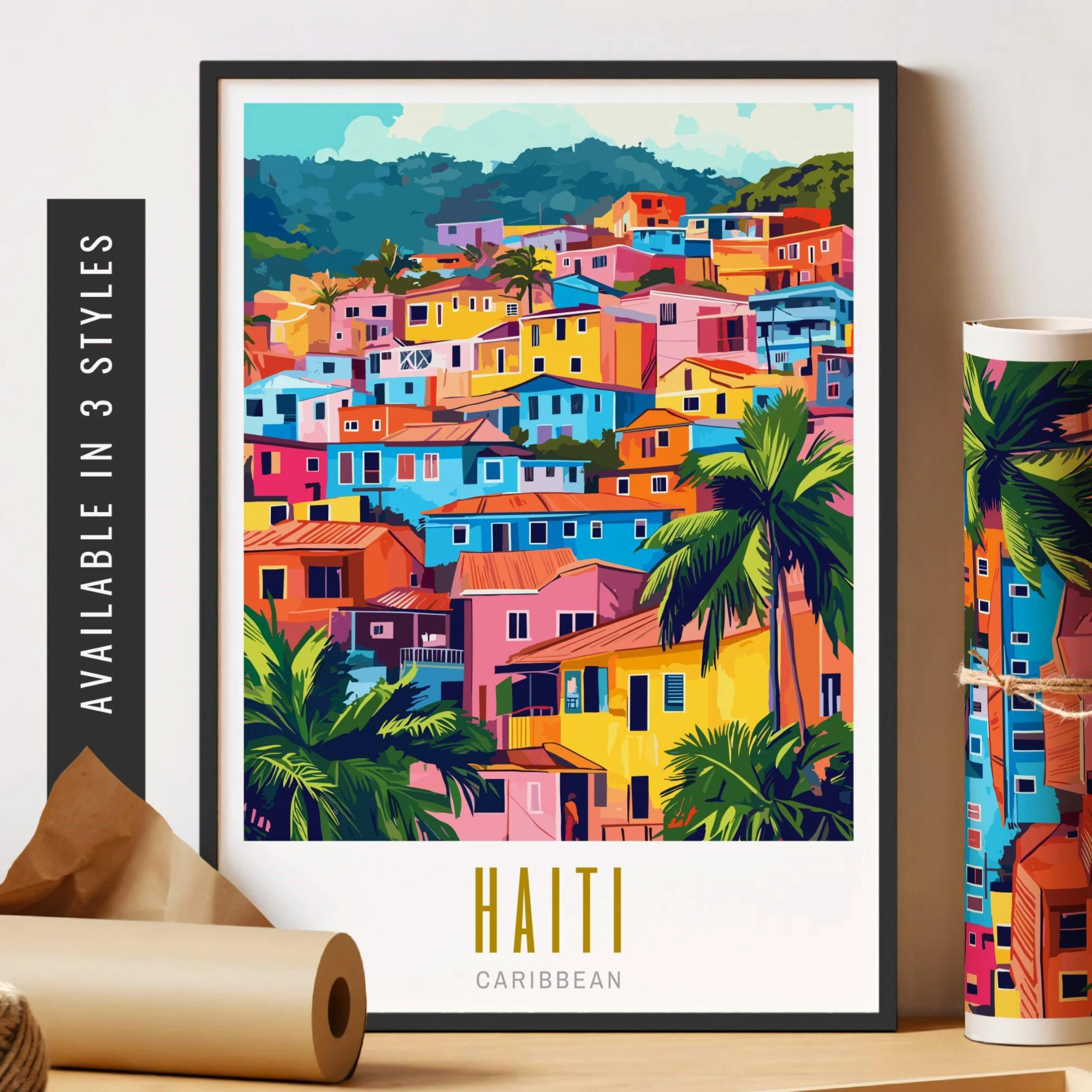 Haiti Art Print Port Au Prince Haiti Print Caribbean Wall Decor Canvas Print Vintage Travel Destination City Poster Home Decor