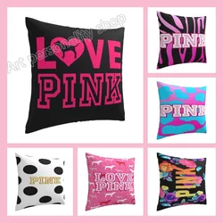 Love Pink Dog Heart Pillow Cover Modern Nordic Decor Sofa Bedroom Pillow Case Cushion Square Pillowcase 18x18In