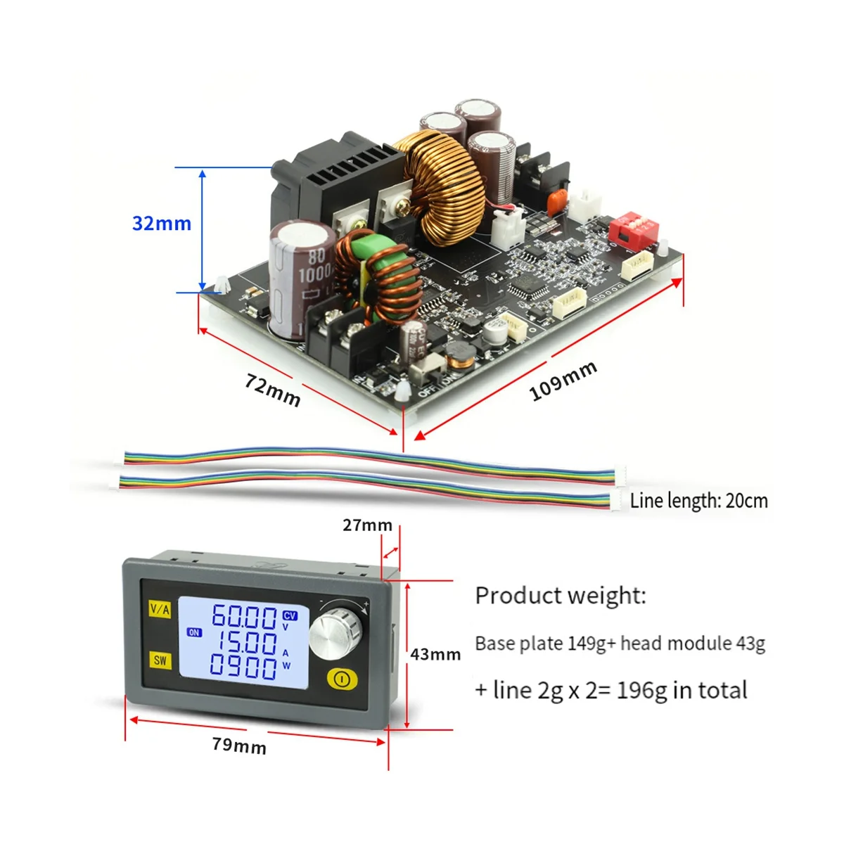 CNC Anti-hipertensivo Boost Converter, Fonte de Alimentação Ajustável, Tensão Constante, Módulo de Carregamento Solar, DC, 6-70V, 900W