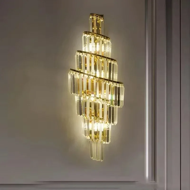 Modern Luxury Crystal Glass Led Wall Lamp Bedroom Bedside Corridor Aisle Living Room Background Study