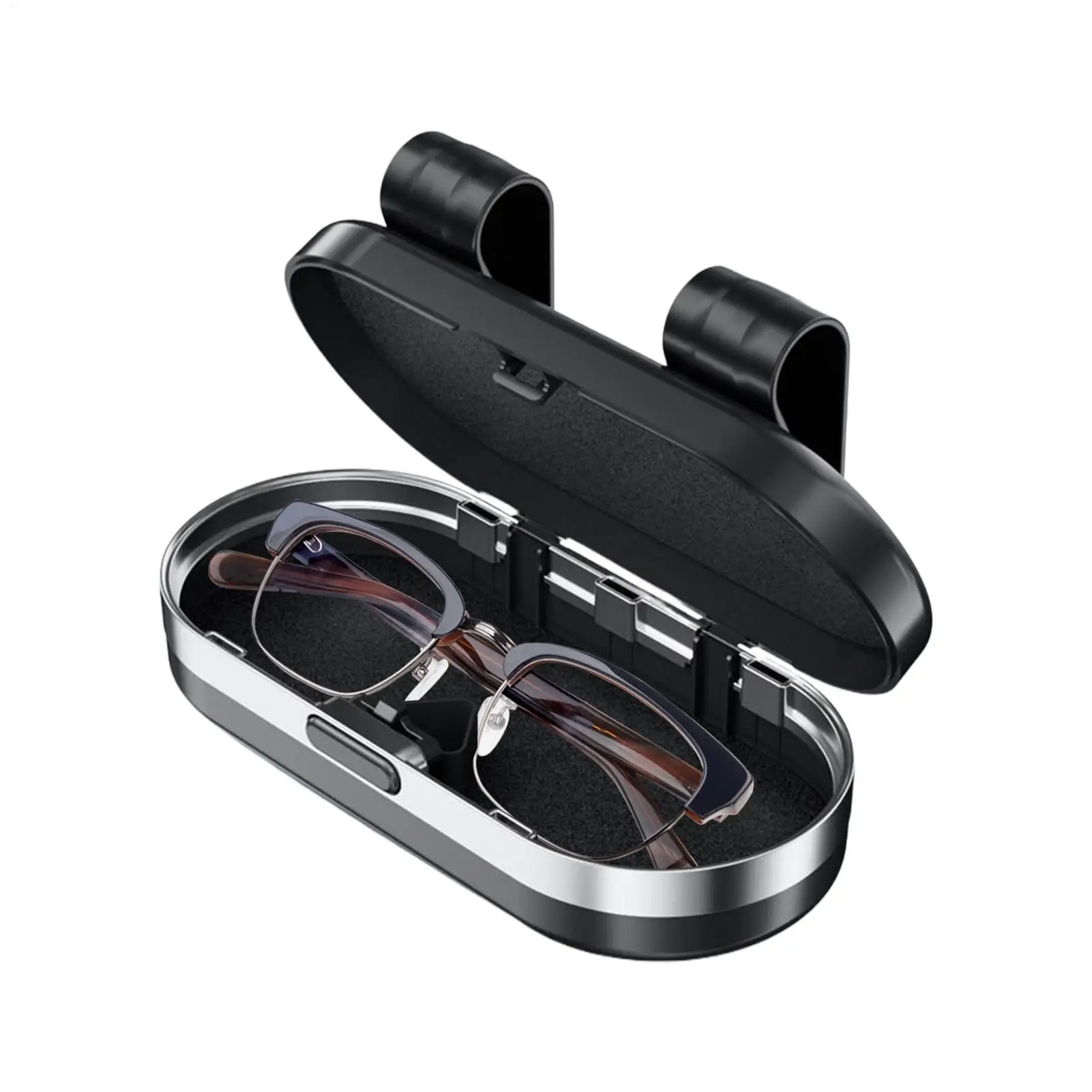 Car Visor Sunglasses Holder Auto Sun Visor Sunglasses Storage Dustproof Glasses Storage Box for Polarized Lenses SUV Truck RV