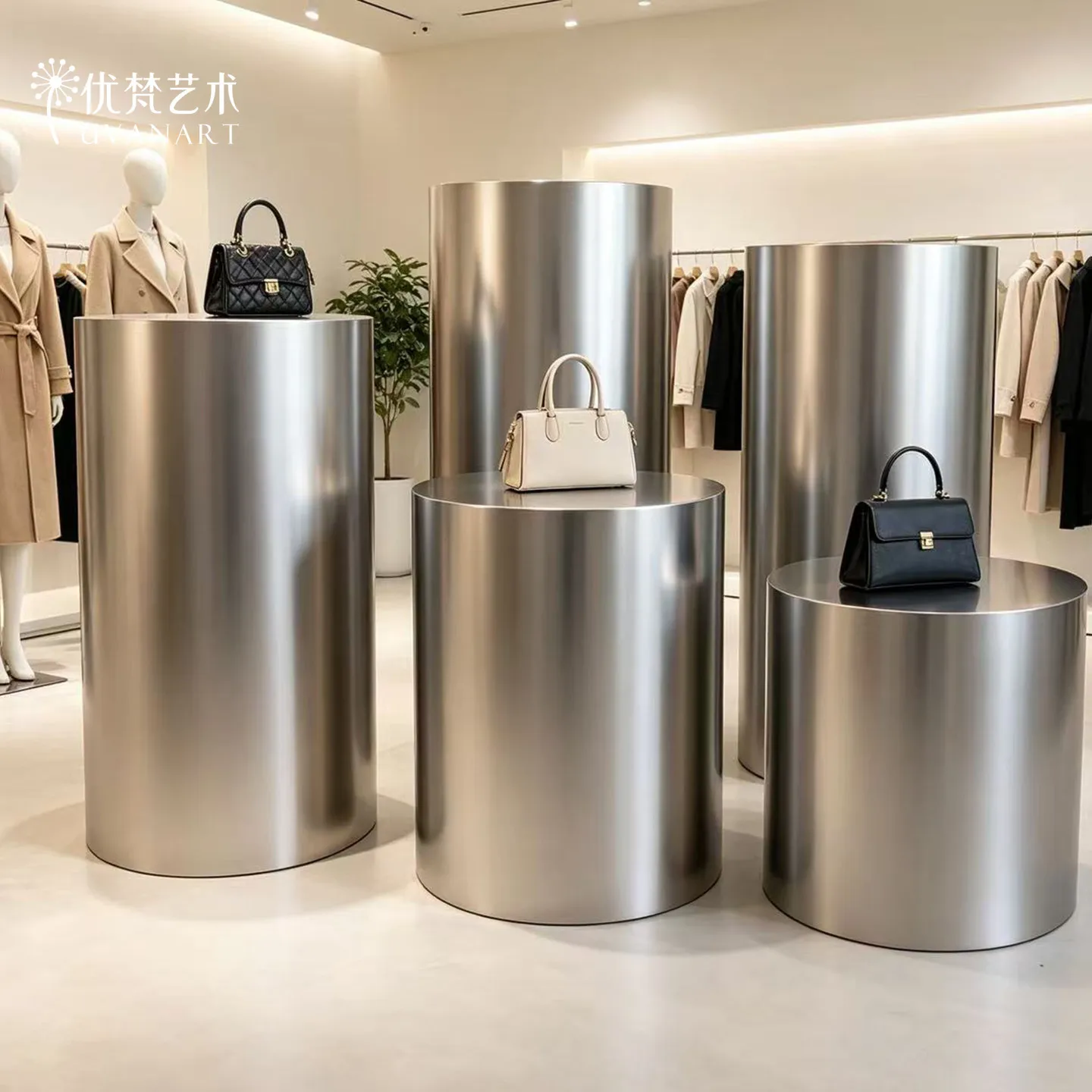 Round stainless steel base heightening live stream platform decoration table clothing store window platform