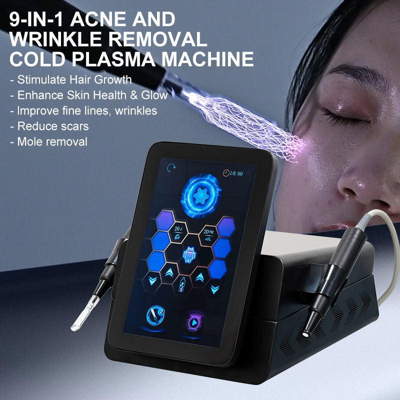 

Newest 9 In 1 Fusion Plasma Machine Hot And Cold Ozone Plasma Jet Plasma Acne Mole Removal Face Lifting Hair Scalp Care Machine