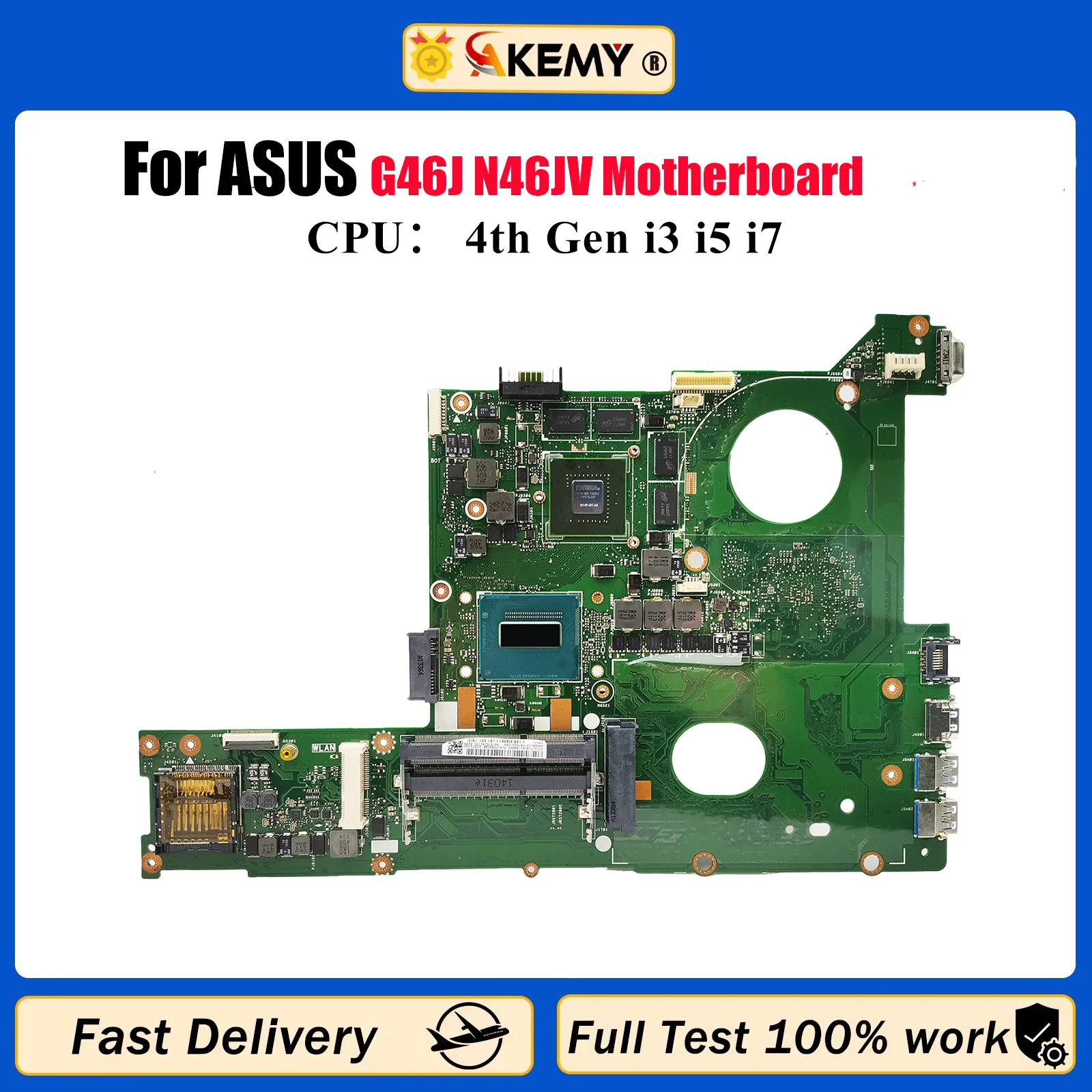 

Материнская плата для ноутбука N46JV для ASUS N46J G46J N46JV, материнская плата для ноутбука с процессором i3 i5 i7, 100% тестирование, ОК, быстрая доставка, высокое качество