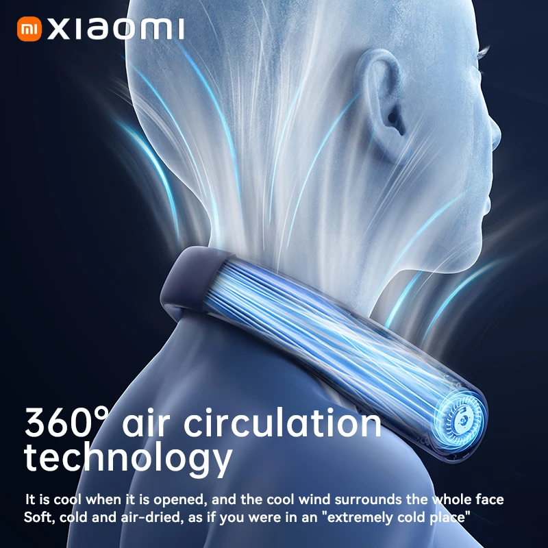Xiaomi 8000mAh USB Hanging Neck Fan Portable Bladeless Mini Rechargeable Mute LED Digital Display Electric Fans Air Cooler Hot