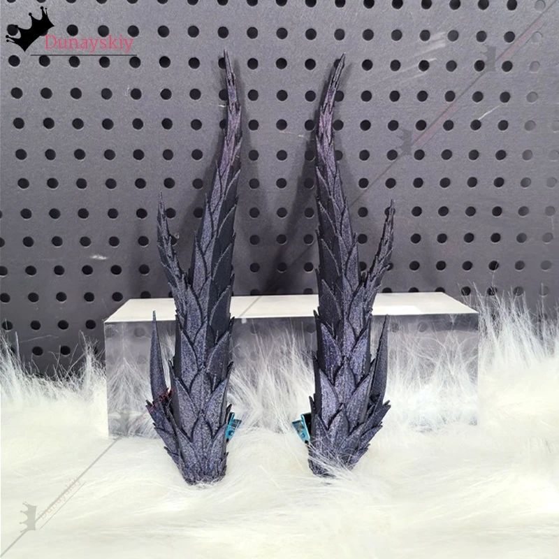 아오룬 드래곤의 뿔 코스프레 소품, 영화 NEZHA2 코스프레 소품, 25Cmiridescent 블루 드래곤 뿔, 만화 쇼용 할로윈 파티 소품