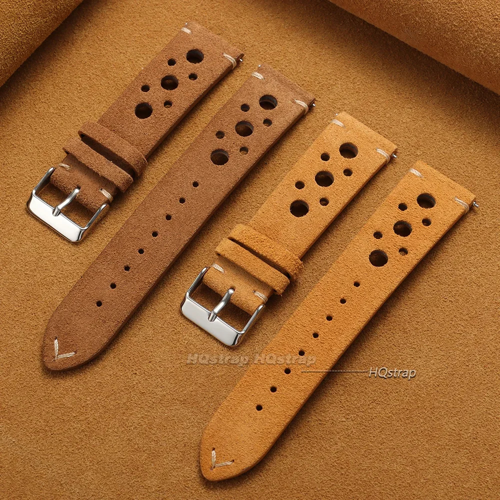 New Breathable Suede Leather Watch Strap 18mm 19mm 20mm 21mm 22mm Universal Wrist Band Quick Release Sport Soft Cowhide Bracelet