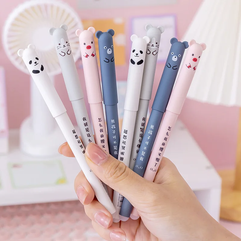 

4Pcs Animals Panda Erasable Gel Pen 0.35mm Erasable Pen Washable Handle School Office Supplies Stationery