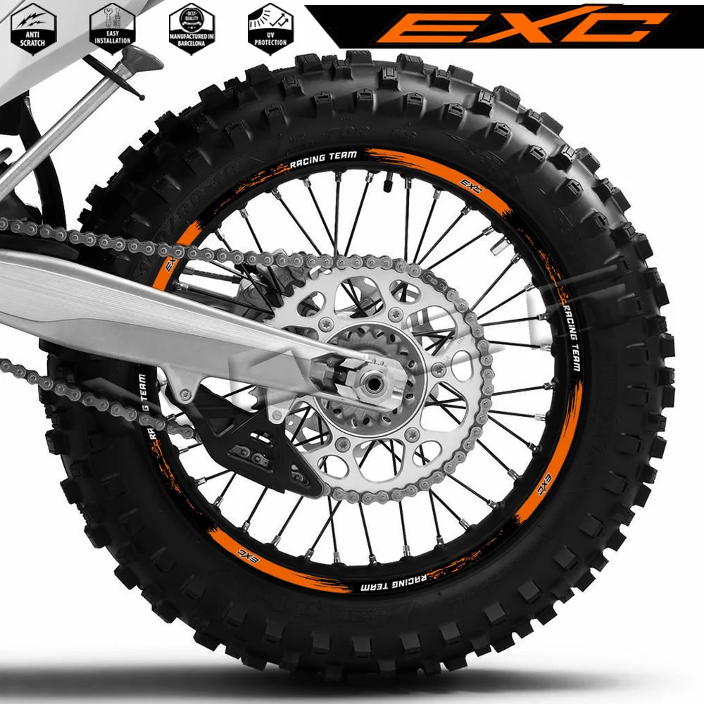 

For KTM 125/250/300/350/450/500/525 EXC E-XC Motorcycle Wheel Sticker Decal Reflective Motocross Rim Stripe Tape Hub Accessories