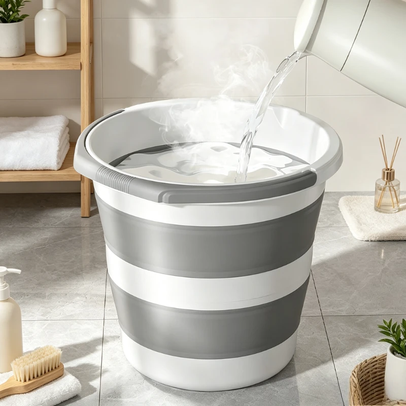 12L Foldable Water Bucket Thickened Portable Foot Soak Fishing Car Storage Pail Heat Resistant Carry Handle Travel 접이식 버킷