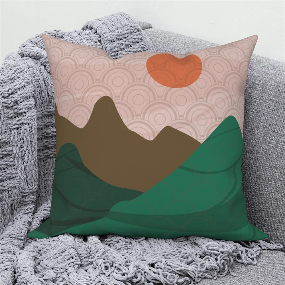 Natural Landscape throw pillow cover with short plush print living room sofa decoration cushion cover pillow covers decorative