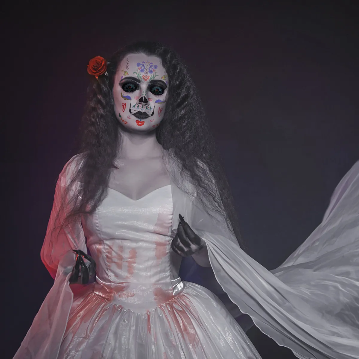 

9pcs Halloween Face Decals Skull Stickers Face For Diy Art Stickers Floral Tattoos Party Decorations Temporary Tattoos