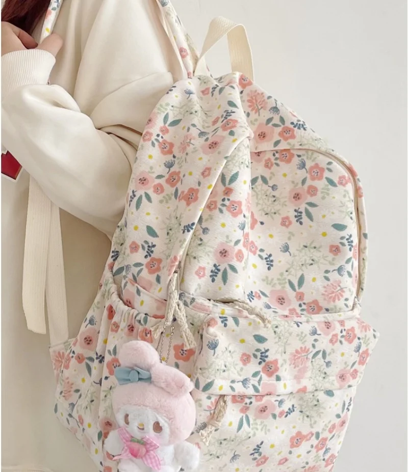 Grande Capacidade Pequena Flor Mochila para Meninas, Bolsa de Escola, Festa de Natal Infantil, Presente Personalizado, Nome Bordado