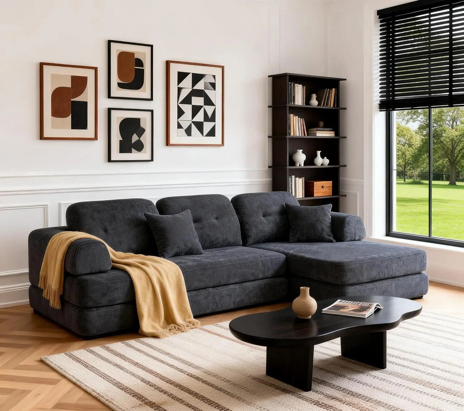 

Угловой модульный диван-кровать 8-в-1, 264 см, трансформируемый, со съемным моющимся чехлом, для гостиной, темно-серый, на заказ