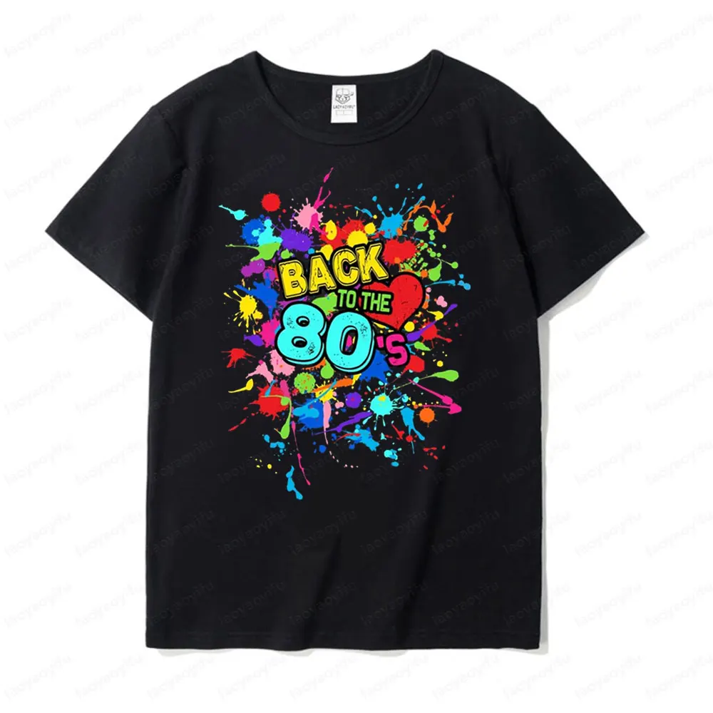 

I Love The 80s Tshirts for Girls 1980 Themed Style Outfit for Party Women Fashionable Casual Summer Round Neck Short Sleeve