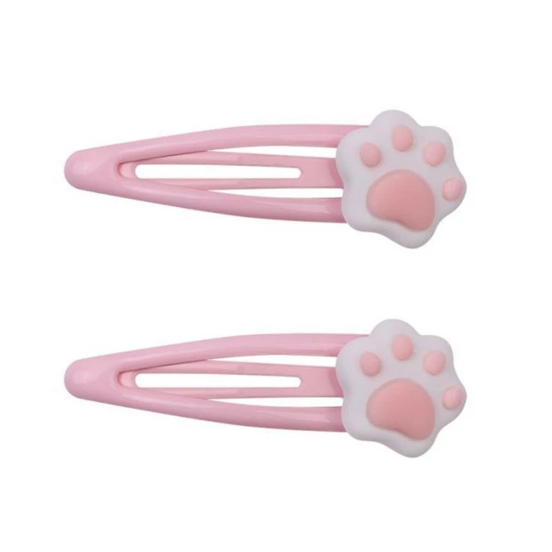 Y2k Snap Hair Clip for Hot Girls Colorful Cartoon Cat Paw Shape Hair Barrettes Sweet Metal Barrettes for Teens Girls Dropship