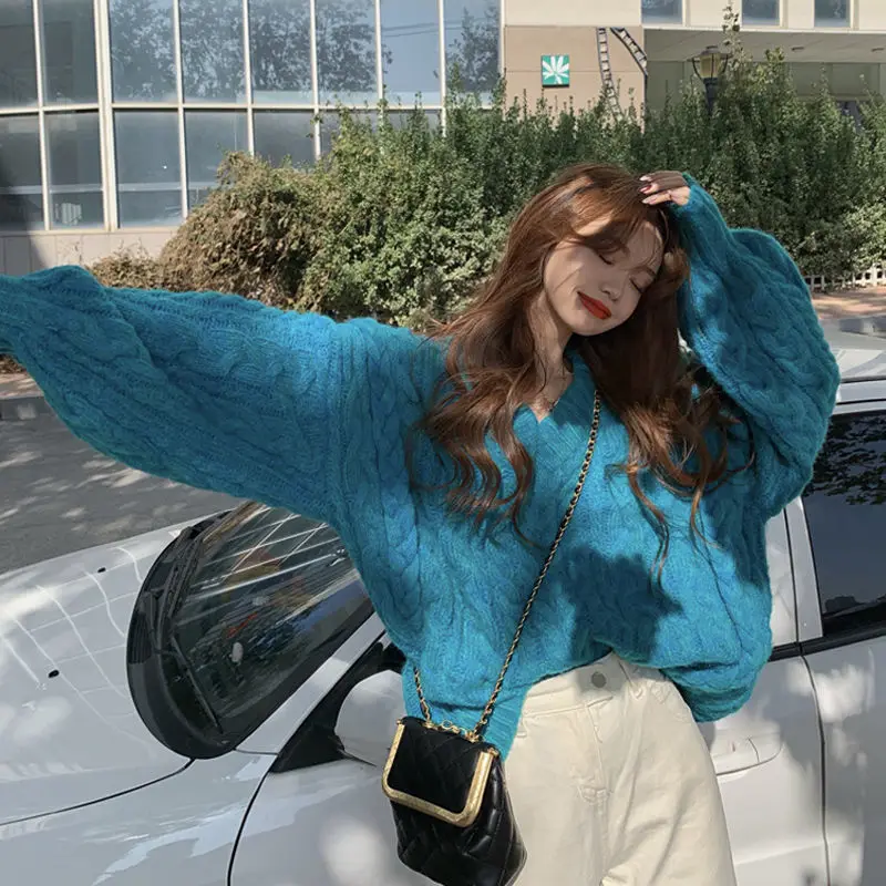 Pullovers Women Baggy Pure Color Long Sleeve Harajuku Sweet Students Fashion All-match Ulzzang Knitting Autumn Popular Ladies