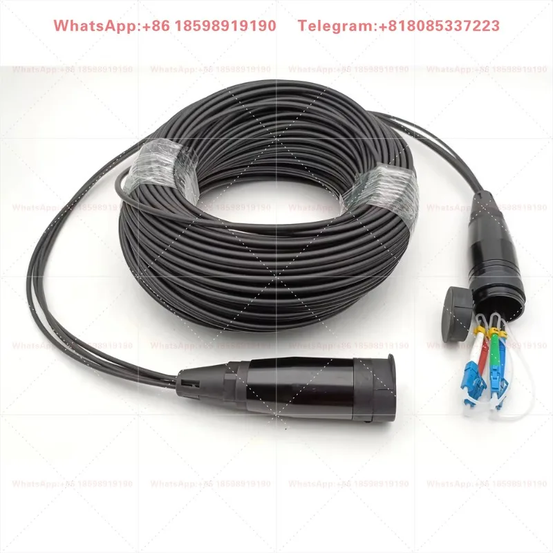 SM,4C,G657A1,TPU Jacket, Armored Black Cable,Dia:4.5mm,PDLC/UPC-PDLC/UPC Fiber Optic Patch Cord 150m 200m 250m