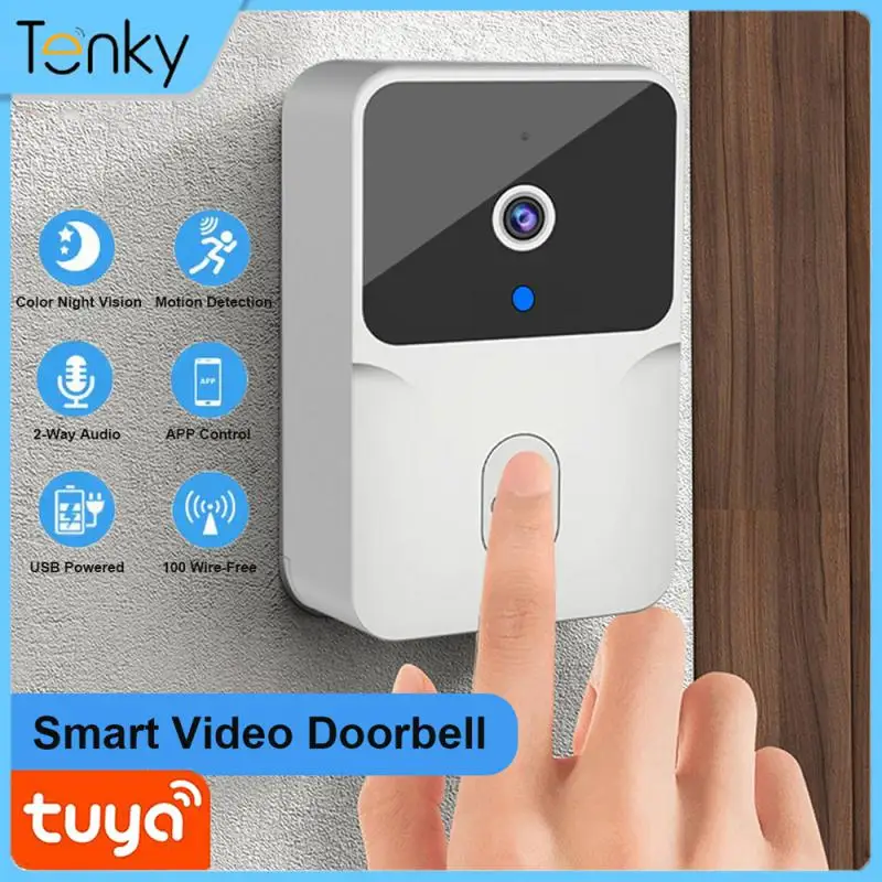 Tuya WiFi Video Doorbell Wireless HD Camera PIR Motion Detection IR Alarm Security Smart Home Door Bell WiFi Intercom For Home