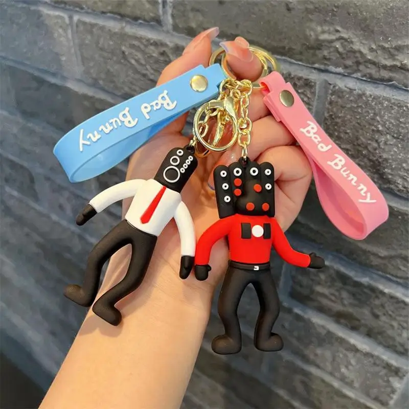 Skibidi Toilet Keychain Funny Women Bag Pendant Jewelry Keyrings Toilet Man Doll Key Chains Car Pendant Children Birthday Gifts