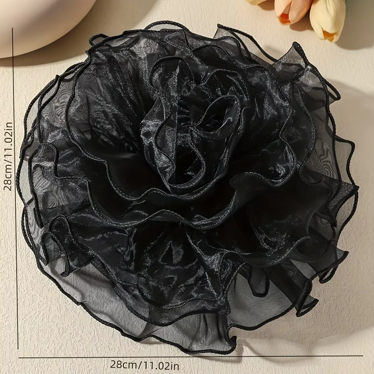 Elegant 28CM Large Handmade Lace Rose Flower Brooch Fashionable French Exaggerated Floral Pin for Women Party Jewelry Gift