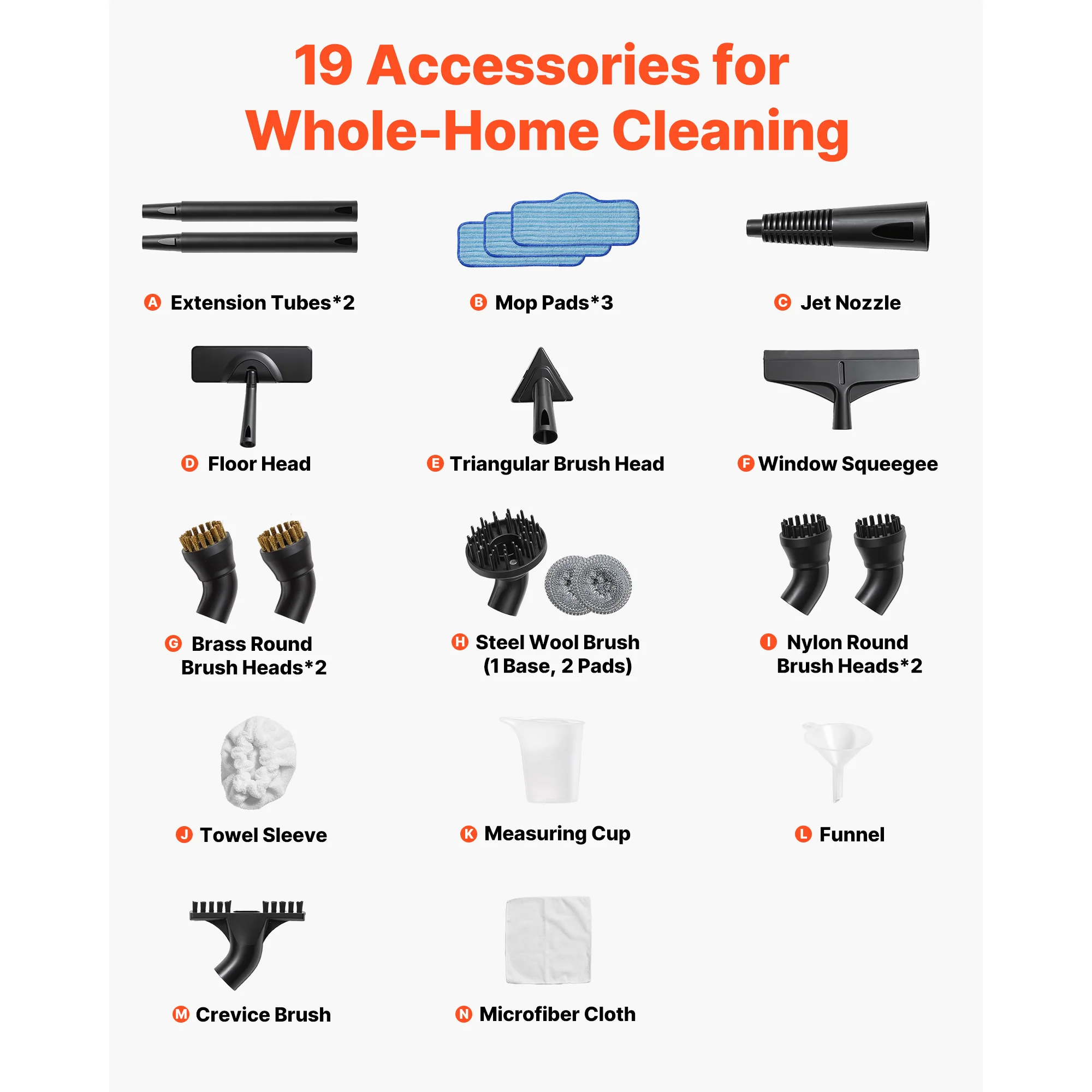 Steam Cleaner, 51 oz Tank, Steamer for Cleaning with 19 Accessories, Extended Power Cord and Hose, Portable Handle, Fast Heating, Powerful Canister Steam Cleaner for Home, Car Detailing, Floors