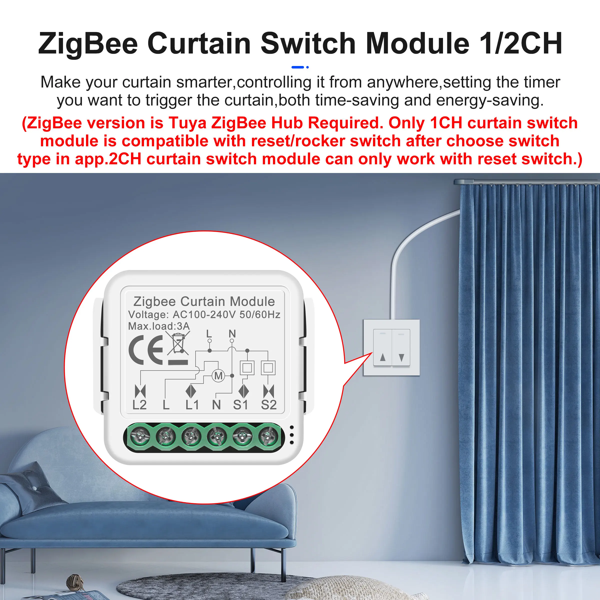 GIRIER Tuya Smart ZigBee Light/Curtain/Dimmer/ Switch Module DIY Smart Home Automation Relay Works with Alexa Hey Google Alice