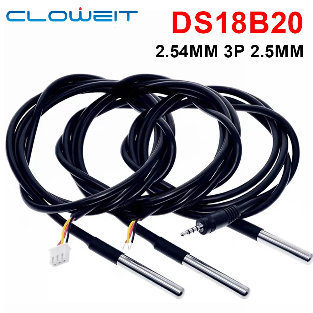 DS18b20 Stainless Steel Waterproof  1/2/3m Thread Temperature Probe Temperature Sensor 18B20 Cable For Arduino