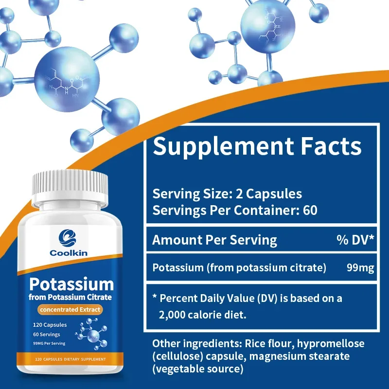 Natural Potassium Citrate - Supports Electrolyte Balance and Normal PH, Non-GMO and Gluten-free, Absorbable Potassium Supplement