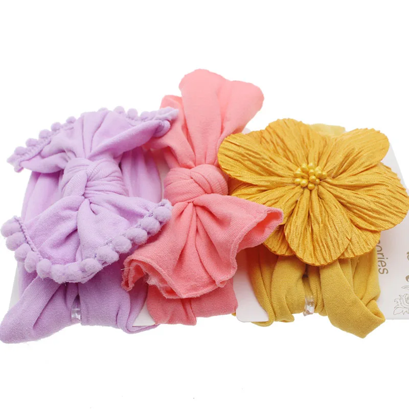 3Pcs/Set Cute Flower Baby Headbands Soft Elastic Newborn Girls Hair Band Sweet Bowknit Baby Hair Accessories