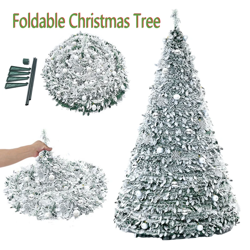 

Foldable Christmas Tree PVC Flocking Convenient Pre-made Decoration 1.5m Telescopic Christmas Tree For Home Holiday Decoration