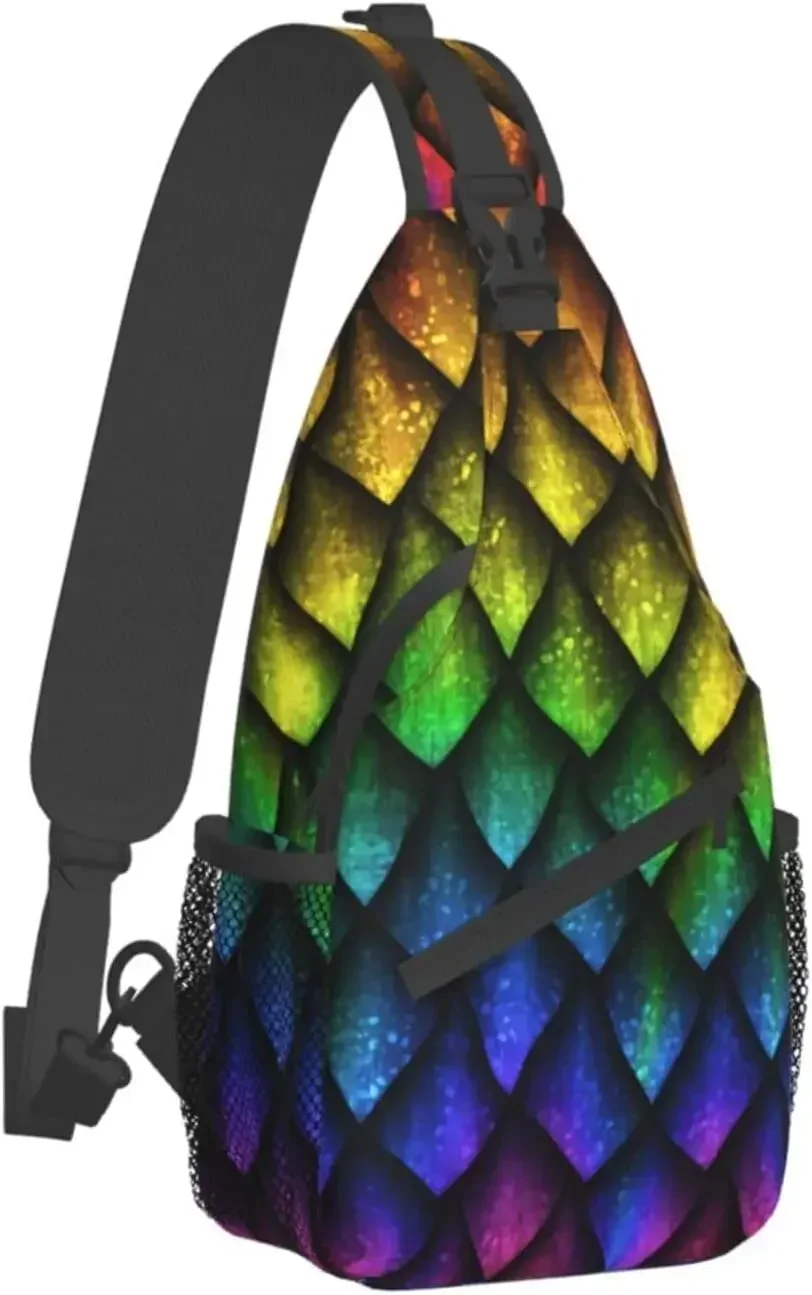 

Dragon Scale Animal Skin Sling Bag for Women Men,Animal Print Crossbody Shoulder Bags Casual Sling Backpack Chest Bag