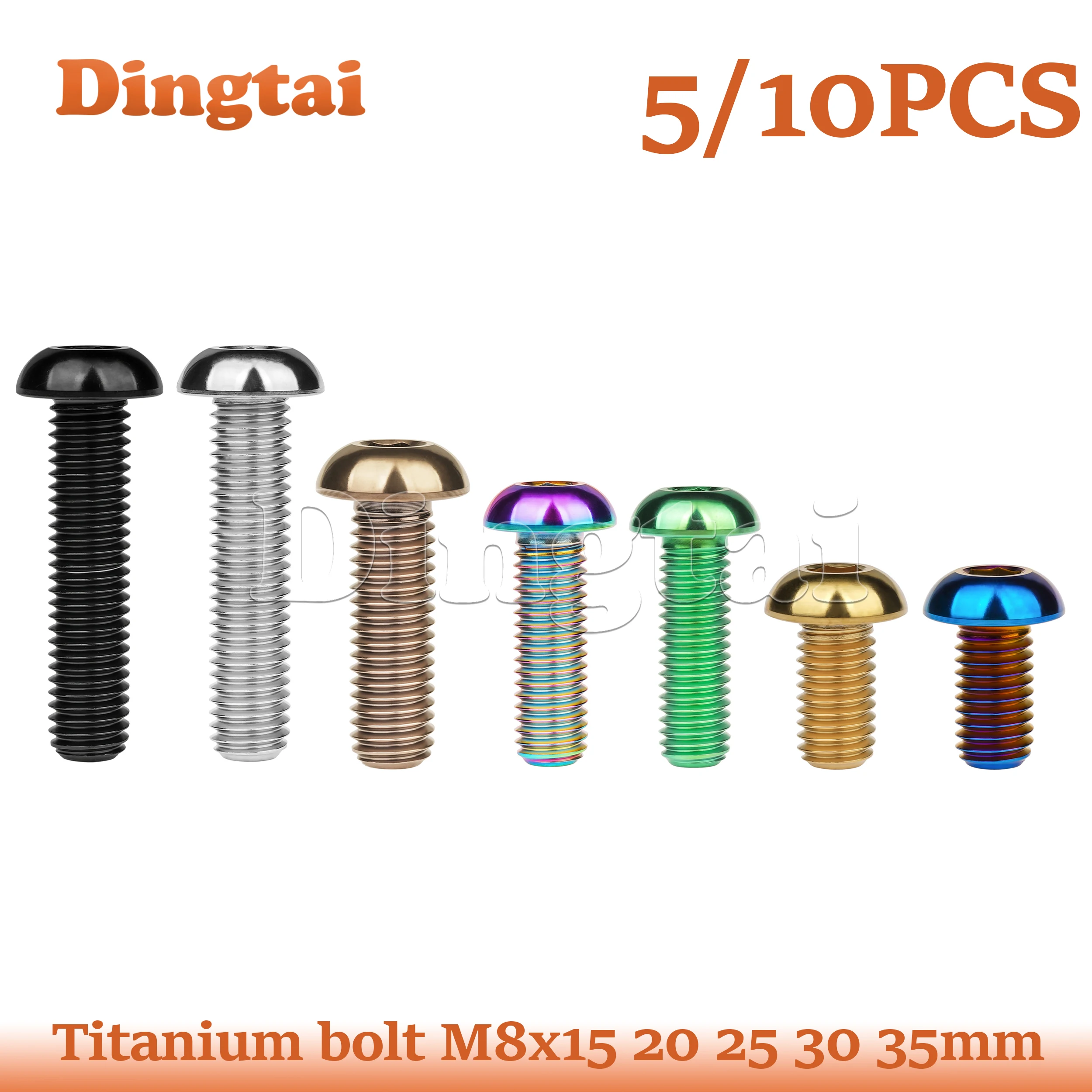 

Dingtai Titanium Bolt 5/10PCS M8x15 20 25 30 35mm Allen Key Head Screws for Motor Bike Disc