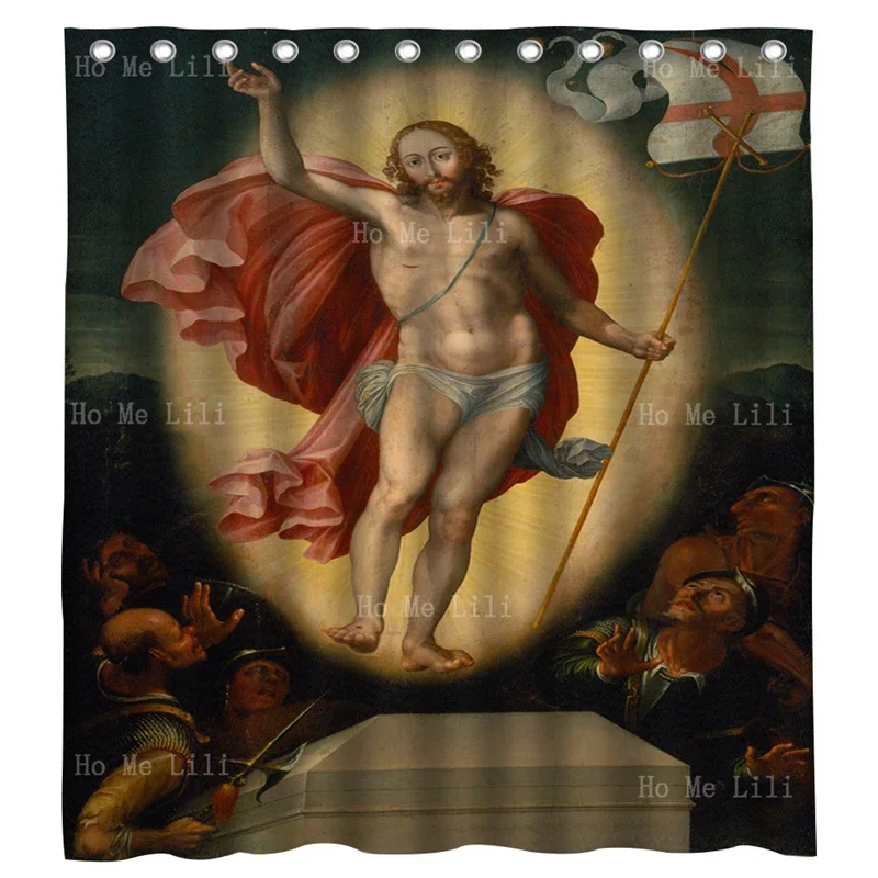 The Resurrection Of Christ Jesus God Easter Religious Art Greek Orthodox Painting Shower Curtains By Ho Me Lili