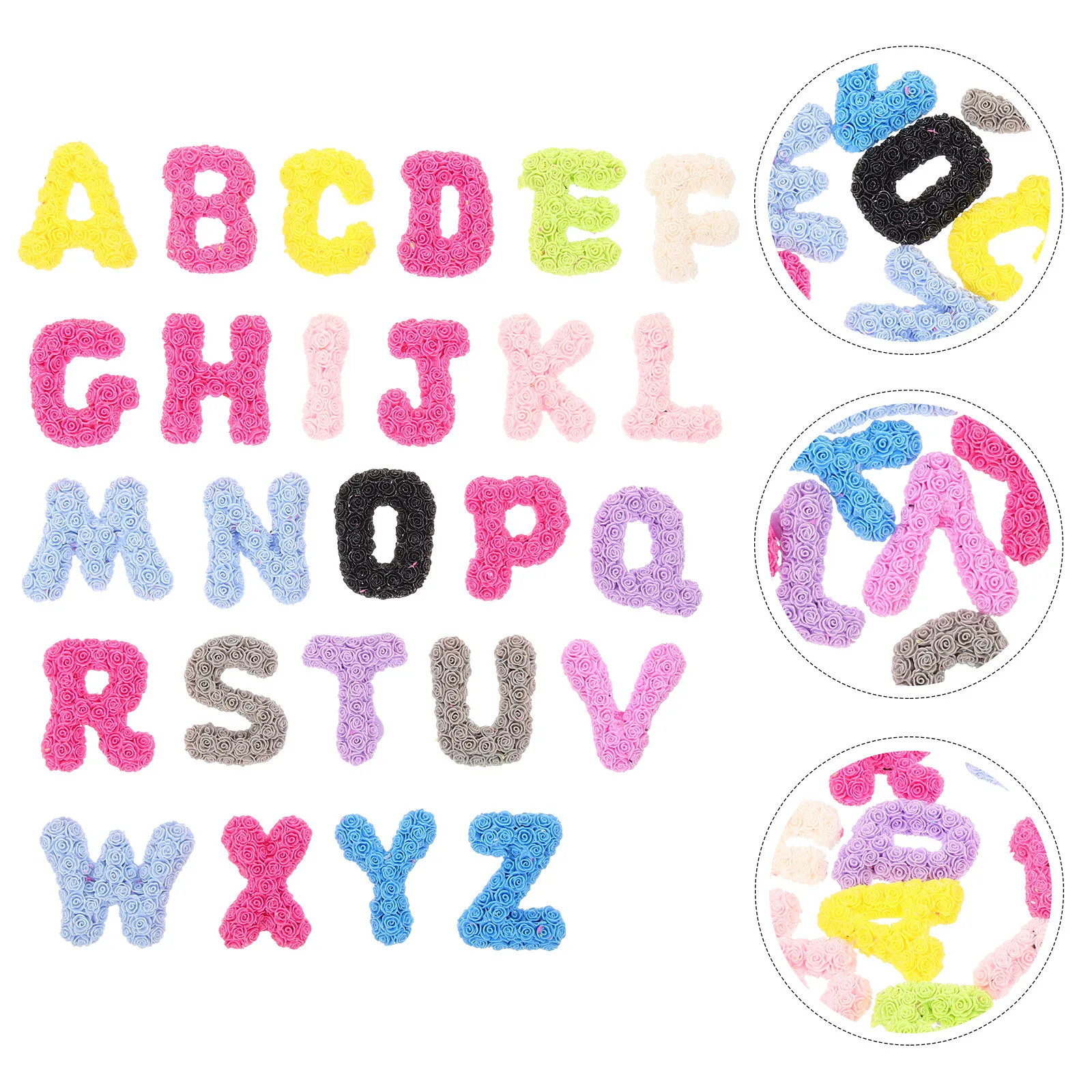 26Pcs Resin Charms Alphabet Letters Colorful Decorative Resin Letter Decoration DIY Phone Case Keychain Accessories