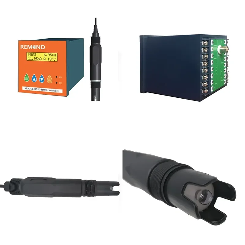Immersion pH Sensor PPS Material PT1000 Temperature Sensor 0-14pH Range Black Plastic Anti-corrosion pH Meter for Water