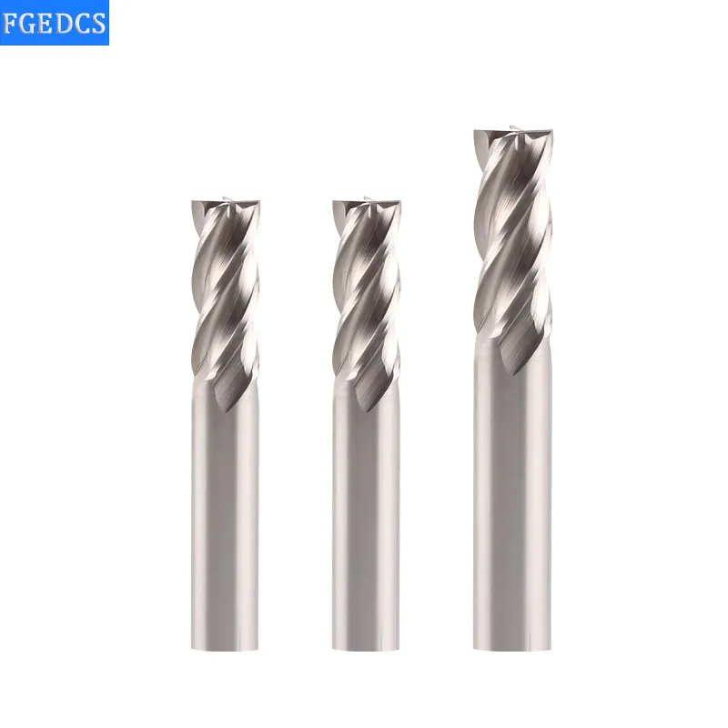 4 ขลุ่ยเหล็กสีขาว 6 8 1 12 มม.สีขาวเครื่องตัดเหล็ก CNC ความเร็วสูงเครื่องตัดเหล็กตรง Shank 1.5 มม.เครื่องมือ
