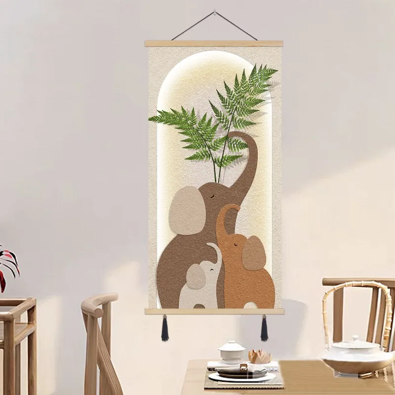 Scandinavian Minimalist Wall Art Green Plant Shadow Print for Home Office Cafe Wall Decor Living Room