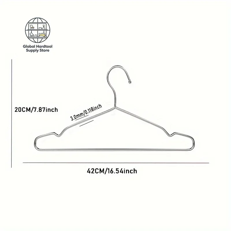 20/50PCS Heavy Duty Stainless Steel Hangers, 16.5 Inch Ultra Thin Space Saving Clothes Hangers, Polished Metal Wardrobe Hangers