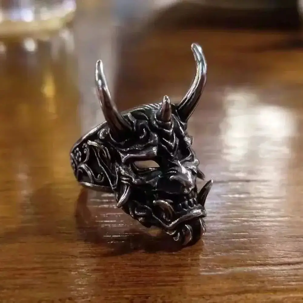 Vintage Mens Devil\'s Wrath Skull Ring Gothic Punk Skull Ring Mens Hip Hop Rock Rider Birthday Party Banquet JewelryHalloweenGift