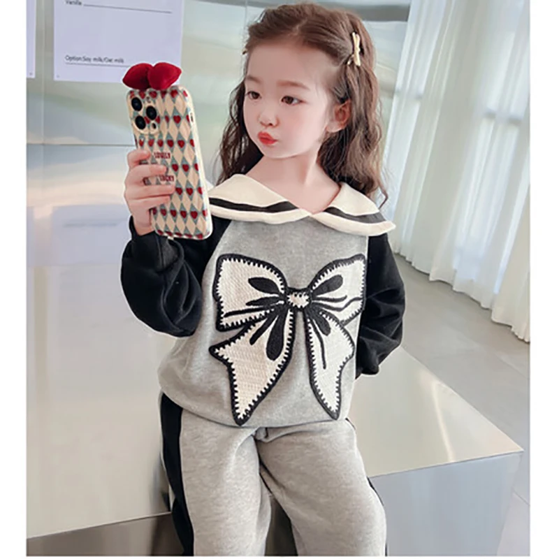 Korean Baby Clothes Suit Spring And Autumn Sweater For Girl+Pants Suit For Girls Lovely Kids Clothes Girl Suit For Girls