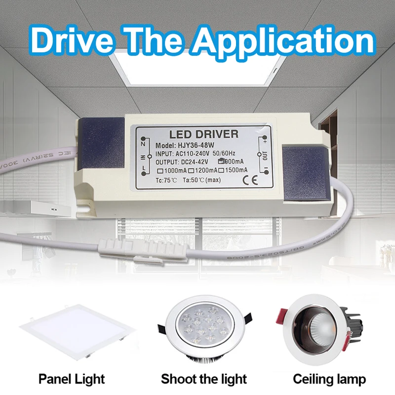 LED Driver Transformer 900mA 1200mA 1500mA 36W 40W 45W 48W 50W Light Power Supply Output DC24-42V External Driver DC Connector