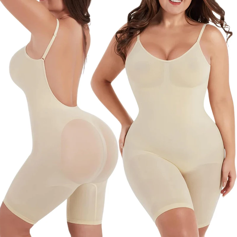 Low Back Seamless Bodysuit for Women Tummy Control Butt Lifter Body Shaper Backless Shapewear Slim Mid Thigh Corset Plus Size