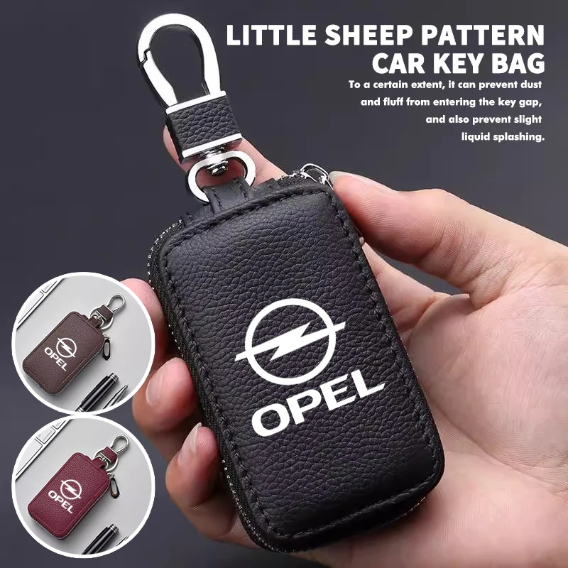 Leather Key Case Car Styling Zipper Key Bag Waist Hanging Key Bag For Opel Astra G H J K F Corsa D Zafira B Insignia Mokka Regal