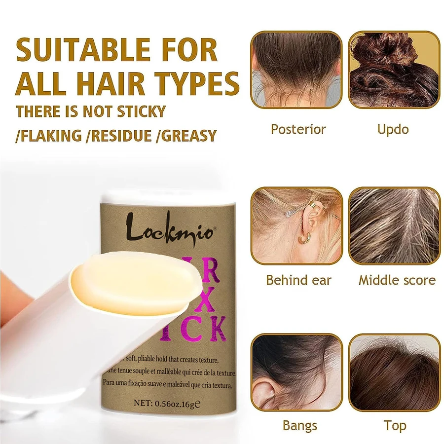 LOCKMIO 75g Smooth Wax Stick for Wig Broken Hair Finalizing Artifact Natural Strawberry Scent Convenient Styling Solid Hair Wax