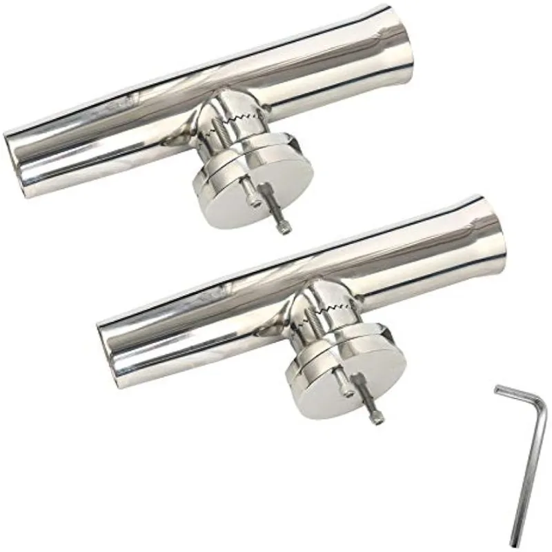 Amarine Made (2x) Stainless Tournament Style Clamp on Fishing Rod Holder for Rails 1-1/4