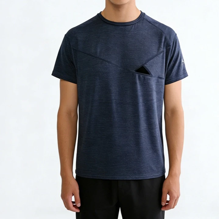 

Quick Dry Breathable Men's Short Sleeve Tee, Casual Athletic T‑Shirt for Hiking Outdoor Sports & Commuting