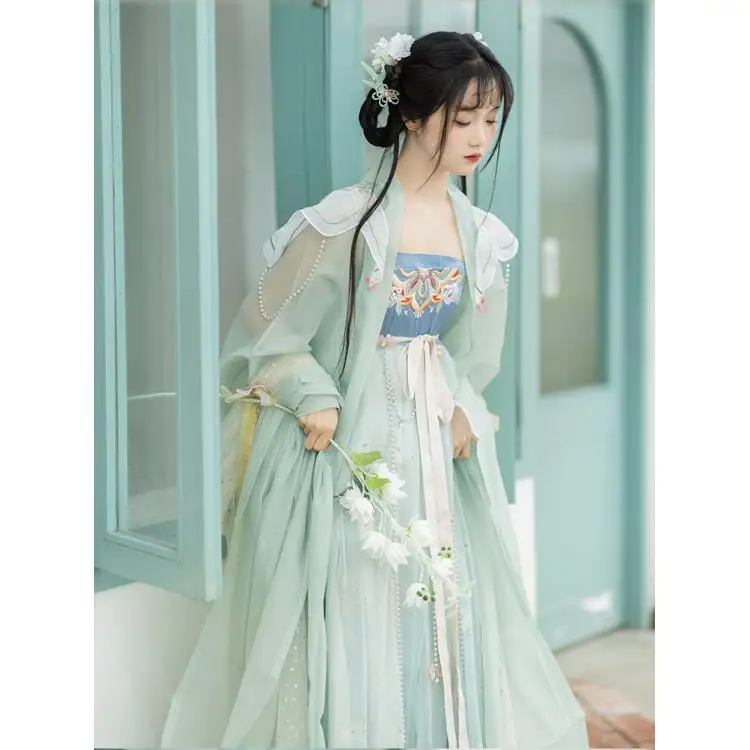 2022 Traditional Women Flower Hanfu Dress Ancient Chinese Costume Beautiful Dance Hanfu Originale Princess Tang Dynasty Robe