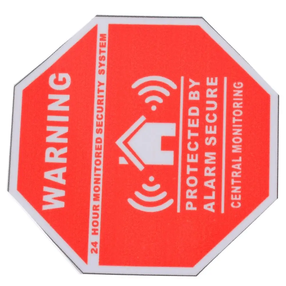 Red Security Alarm Sticker Tool 10cm*10cm Anti Theft Safety System Stickers Accessories Waterproof Warning Signs Decals